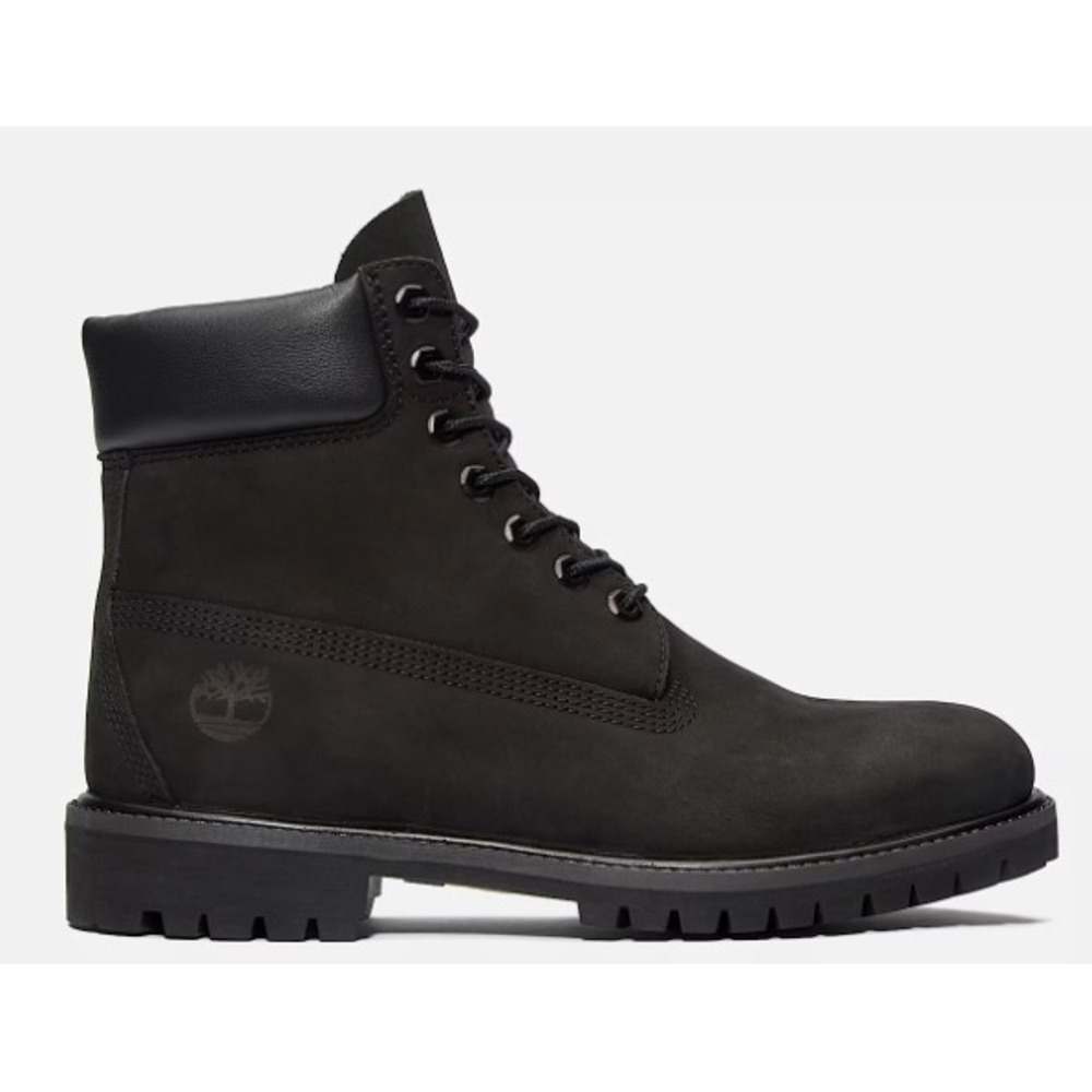 Timberland Premium 6-Inch Waterproof Boot Womens 8.5 Black Nubuck VGUC Work Boot